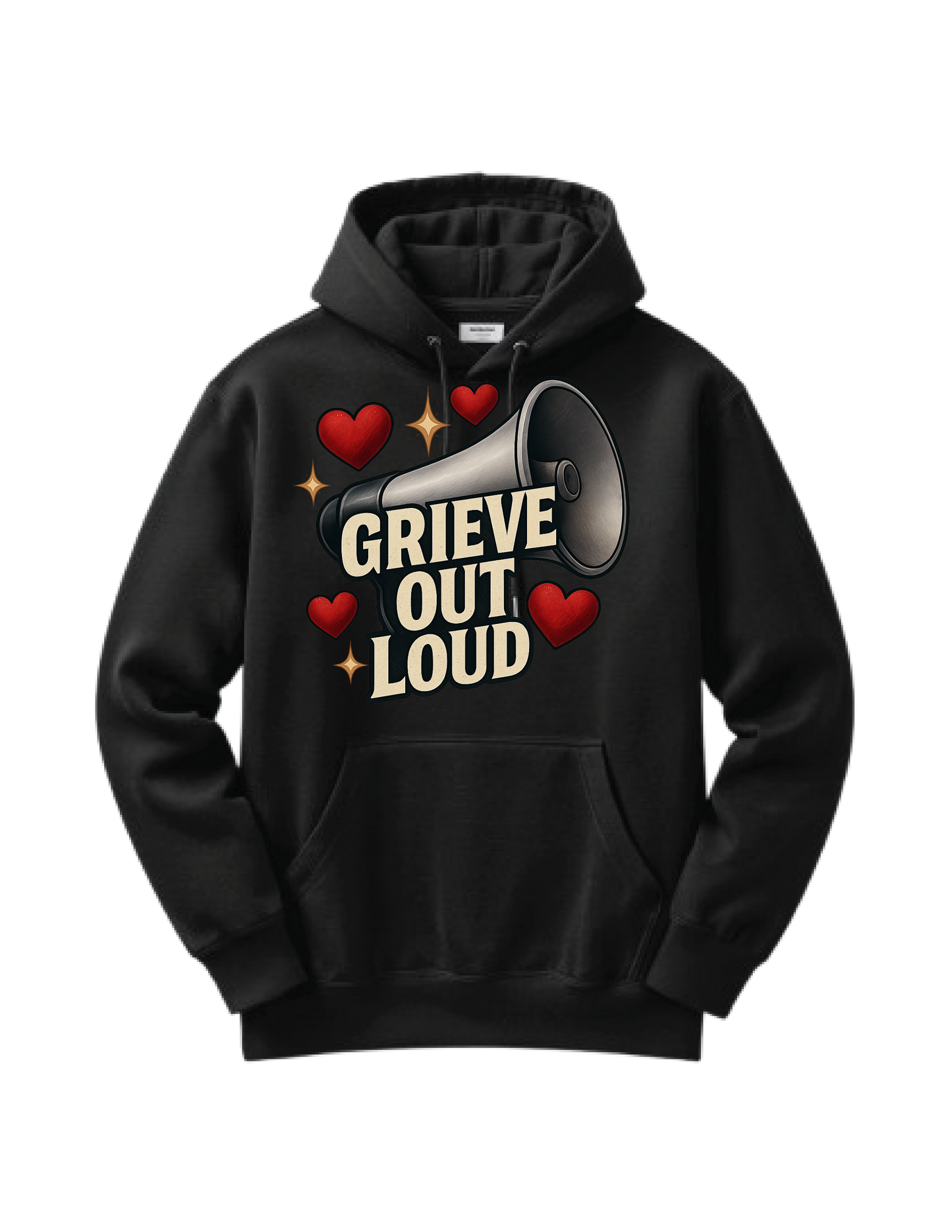 Black Red Heart Grieve Out Loud Hoodie